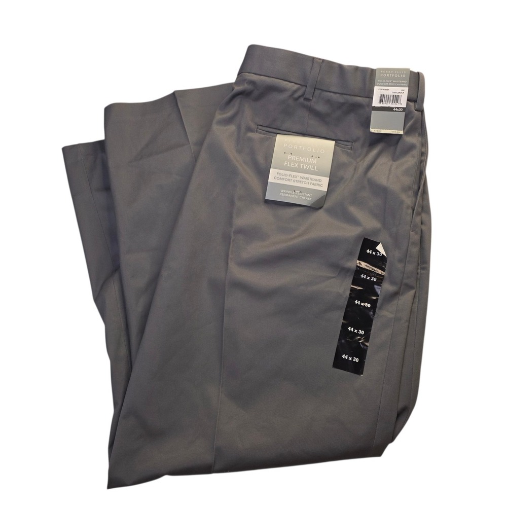 Perry Ellis Portfolio Men's Castlerock Twill Dress Pants Gray 44X30  NWT FOLIO